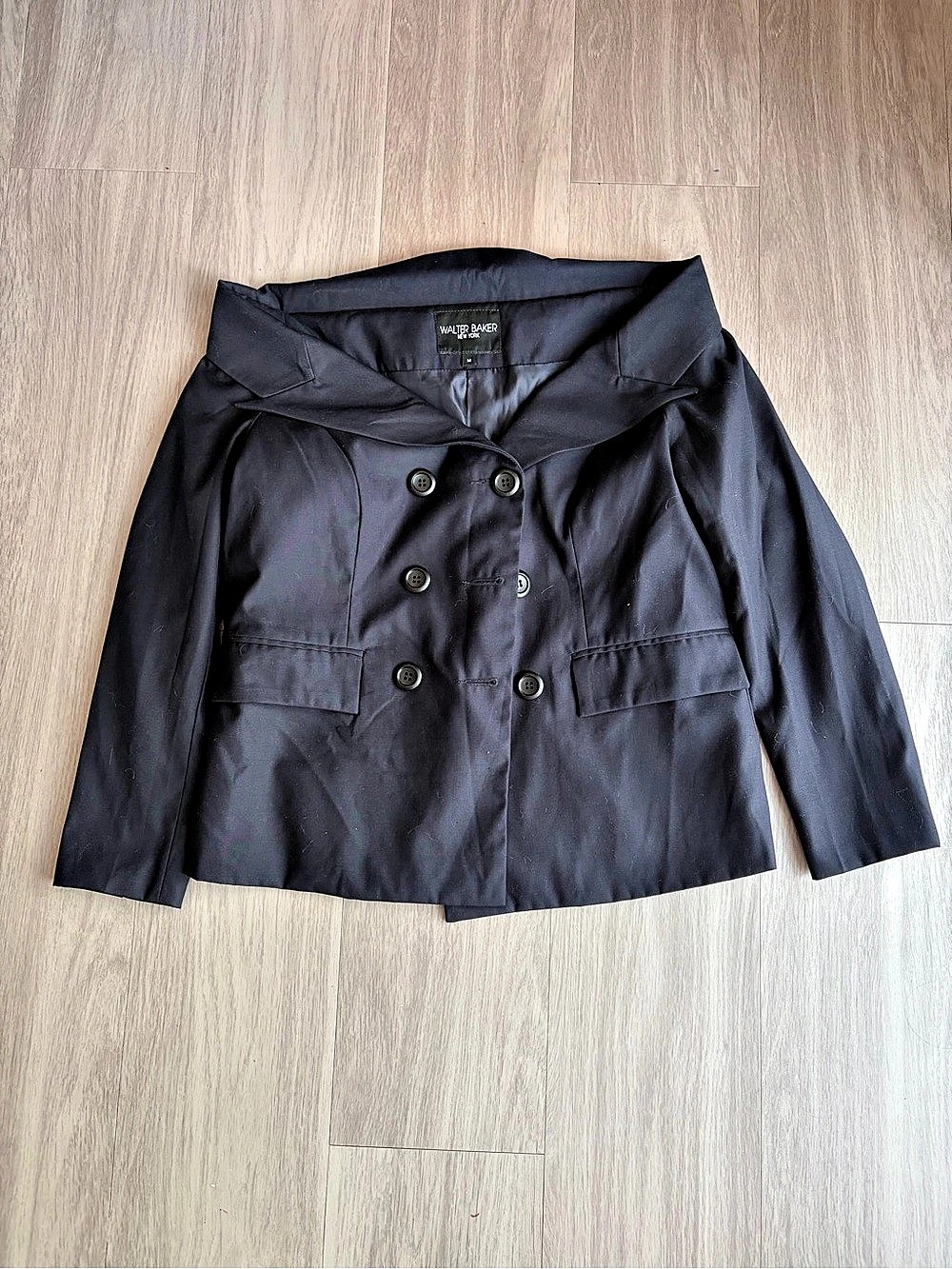 Walter Baker Black Double-Breasted Jacket Size Medium Like New